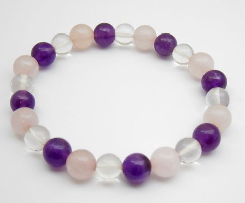 Amethyst, Rose & Clear Quartz Bracelet - Soul Sparks