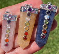 Blue Aventurine Flat Chakra Pendant