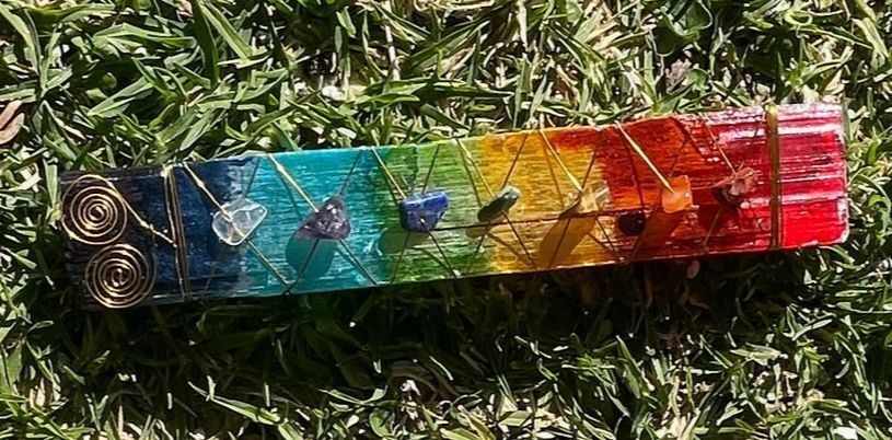 Selenite Chakra Copper wire - wrap wand 5 inch - Soul Sparks