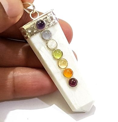 White Agate Flat Chakra Pendant - Soul Sparks