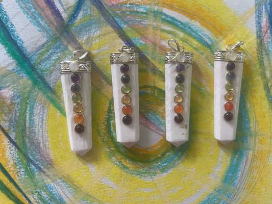 White Agate Flat Chakra Pendant - Soul Sparks