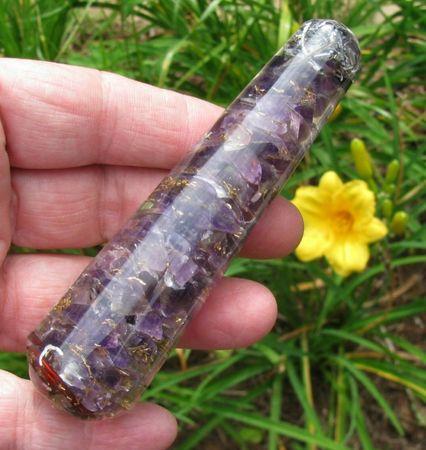 Amethyst Orgonite Massage Wand with Cho Ku Rei Symbol - Soul Sparks