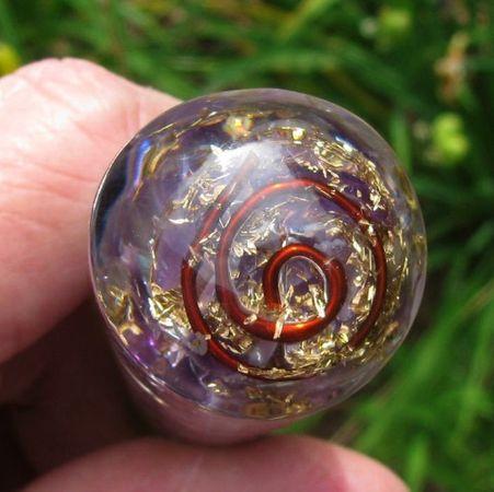Amethyst Orgonite Massage Wand with Cho Ku Rei Symbol - Soul Sparks