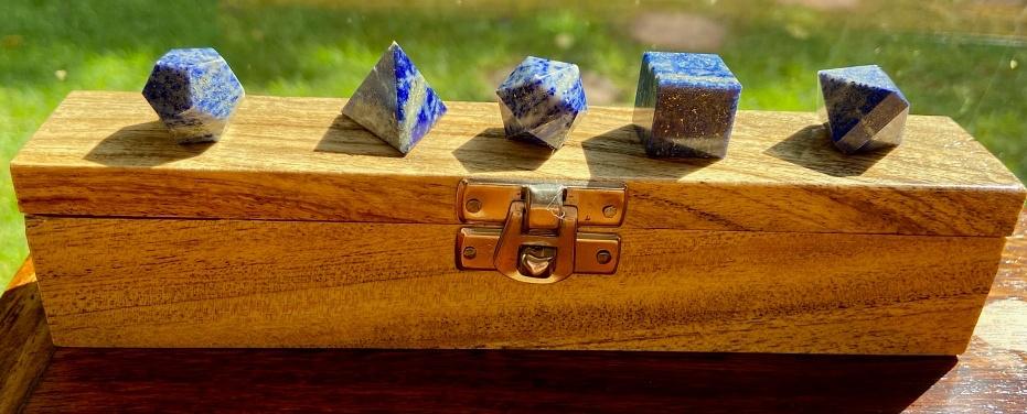 Lapis Lazuli Sacred Geometry Set with wooden box - Soul Sparks