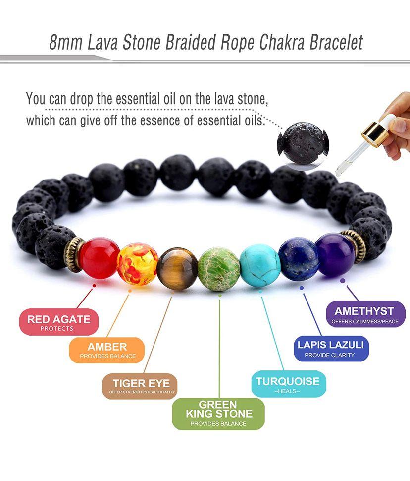 Lava Rock Chakra Bracelet with Hamsa Hand - Soul Sparks