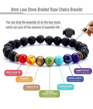 Lava Rock Chakra Bracelet with Hamsa Hand - Soul Sparks