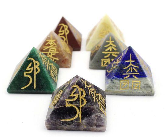 Natural Crystal Pyramid engraved with Reiki Signs - Soul Sparks