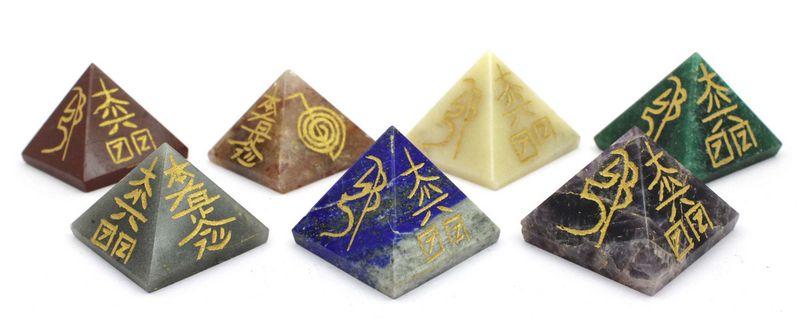 Natural Crystal Pyramid engraved with Reiki Signs - Soul Sparks