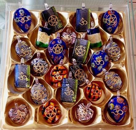 Pentagram Engraved Glass Pendants - Soul Sparks