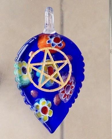 Pentagram Engraved Glass Pendants - Soul Sparks