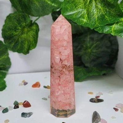 Rose Quartz Orgonite Obelisk Tower - Soul Sparks