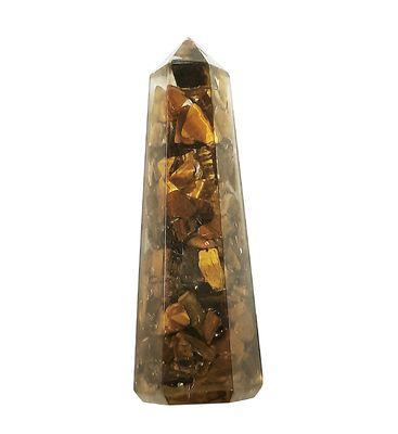 Tiger Eye Orgonite Obelisk Tower - Soul Sparks