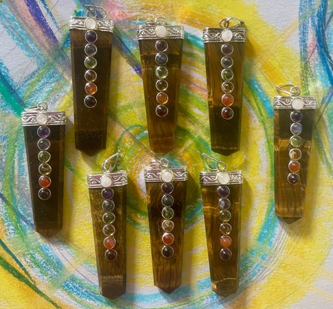 Tigers Eye Flat Chakra Pendant - Soul Sparks